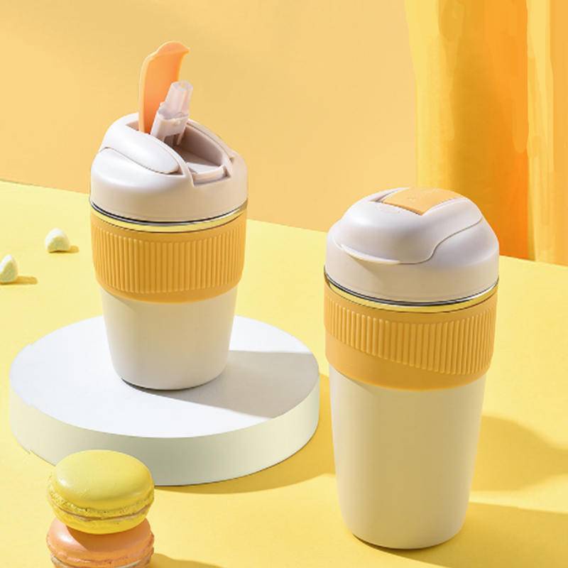 316 Stainless Steel Portable Cup Insulation Travel Coffee Mug Water Bottle with Straw Lid