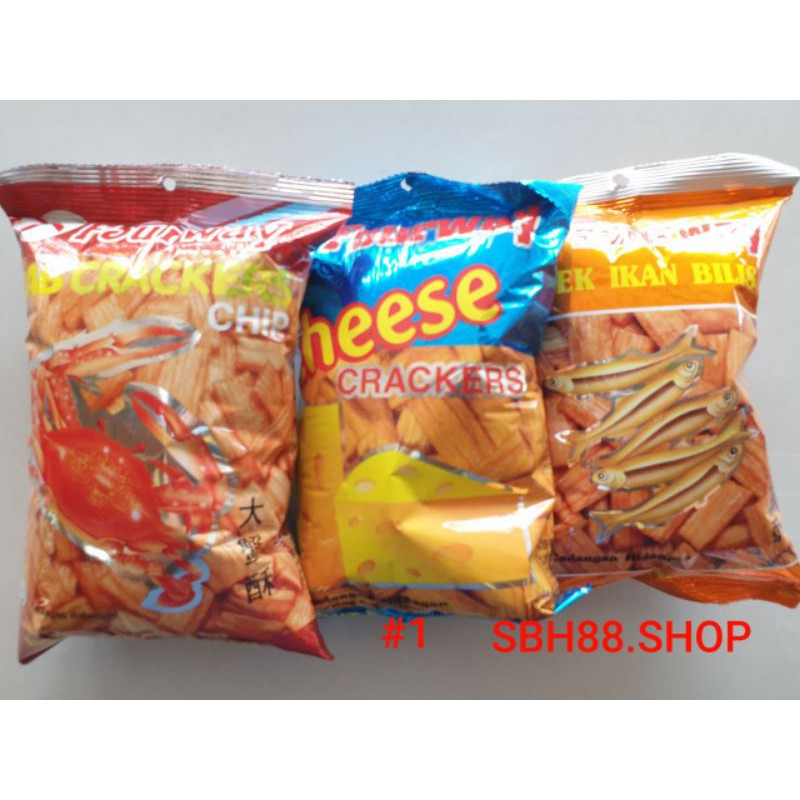Fourway Crab Crackers Chip, Snek Ikan Bilis, Cherde Crakers 110g