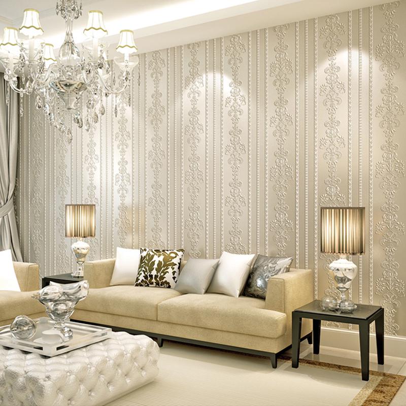 53 10m Luxury Damask Floral Vertical Striped Non Woven Roll Bedroom Wallpaper