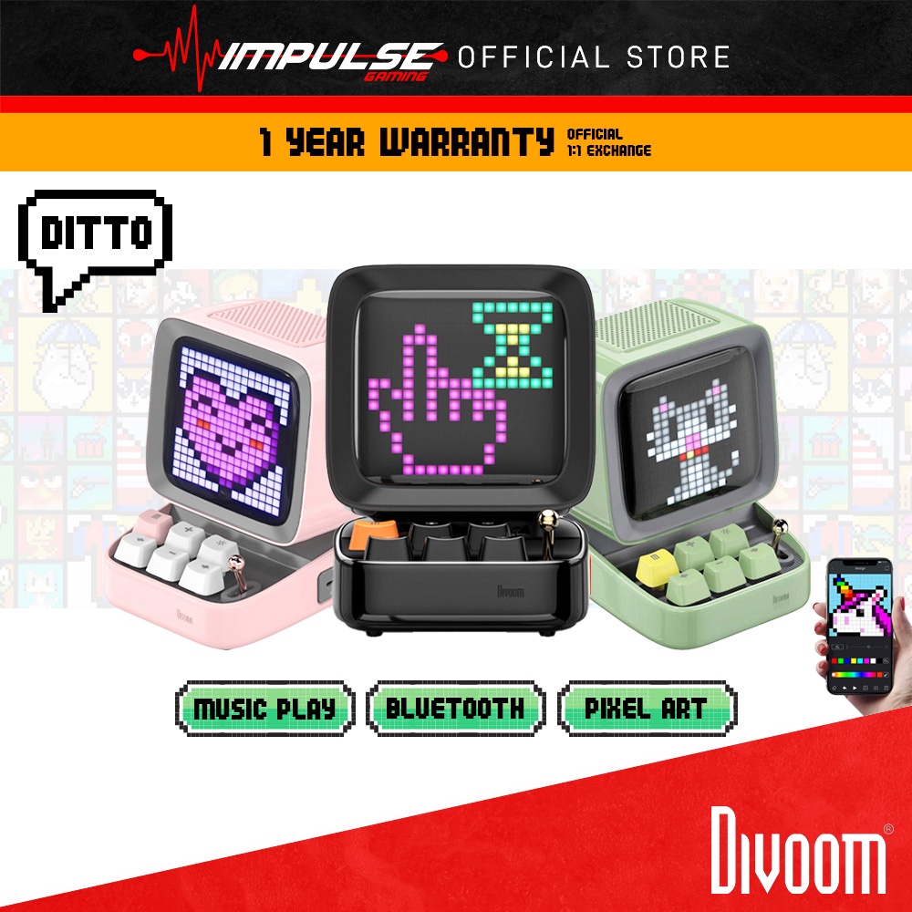 Divoom Ditoo Plus / Ditoo Pro Retro Pixel Art Portable Speaker Great Audio Smart Alarm DIY Pixel Art - 6 Colour