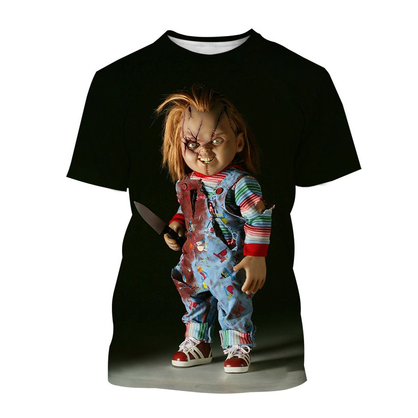 Summer New 3D Printing Men's Fashion Casual Chucky Round Neck Short Sleeve Top T-Shirt