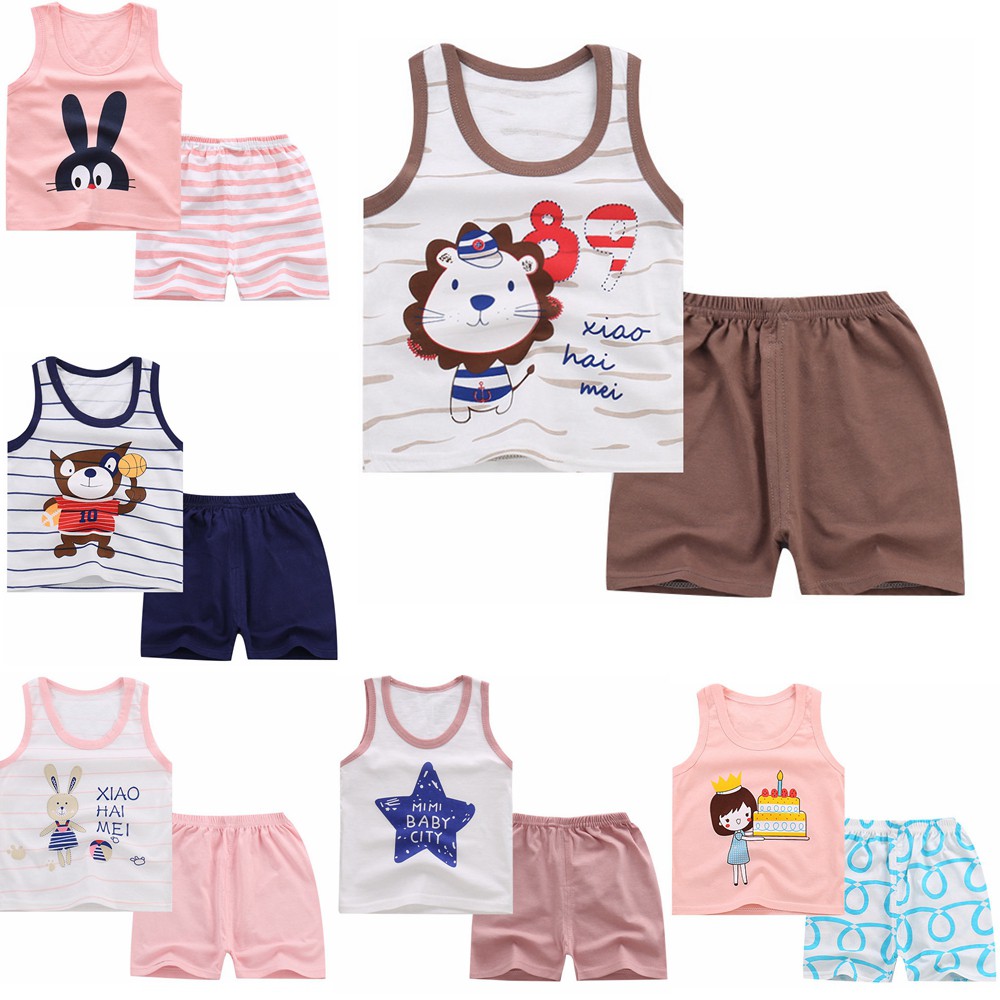 Summer baby Clothing set Vest Top +shorts Sports Suit | Shopee Malaysia