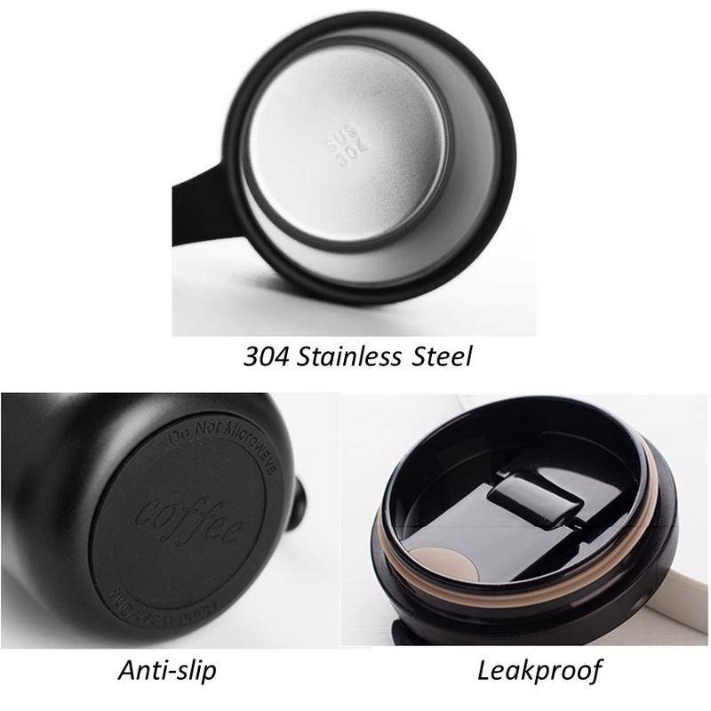 304 Stainless Steel Coffee Thermos Cup Office Tea Mug with Handle Cover Leakproof Heat Preservation Keep Warm
