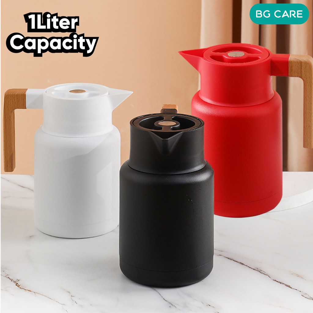 Nordic 1L Vacuum Jug Flask straight Handle Glass Thermos Flask Glass