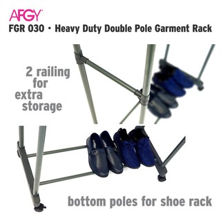  Rak  Besi  Sangkut Baju  Heavy Duty Double Pole Garment 