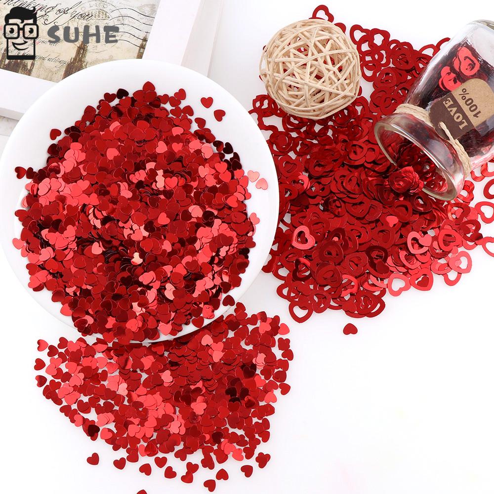 Supplies PVC Lose Sequins Glitter Heart Shapes Valentine's Day Table Confetti 