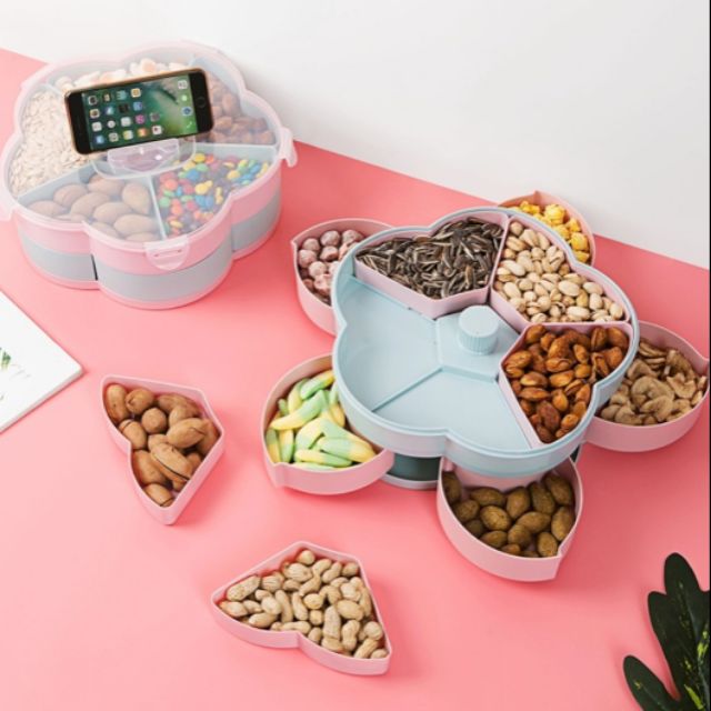 (Hot Item)Double Rotary candy dried fruit household cookies tray snack ...