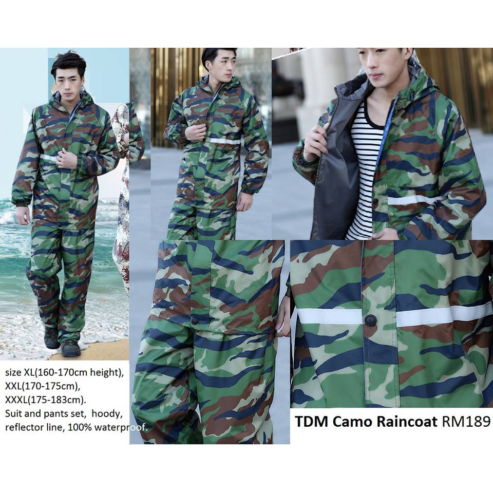 Tdm Camouflage Raincoat Baju Hujan Celoreng Atm