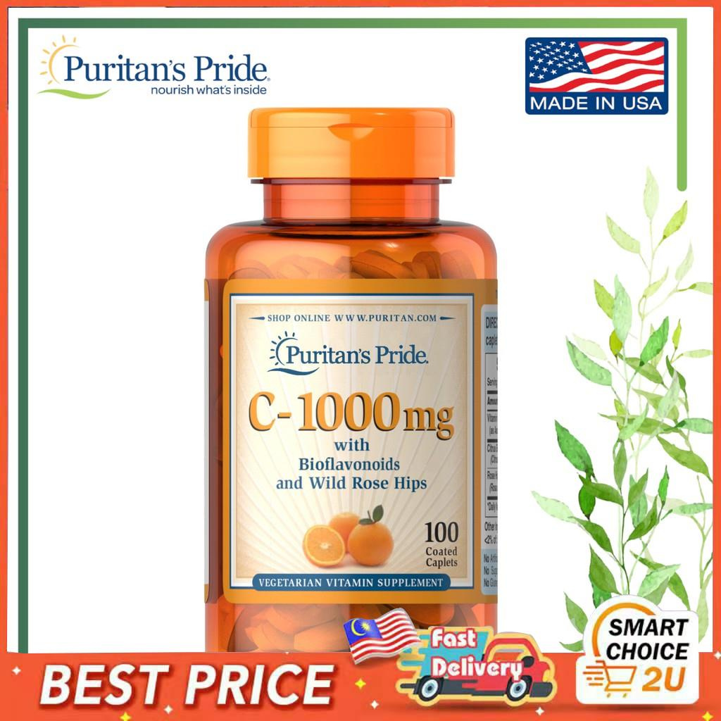 Ready Stock Puritan S Pride Vitamin C 1000 Mg With Bioflavonoids Rose Hips 100 Caplets Provides Immune And Antioxid Shopee Malaysia