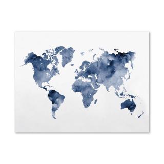 Blue World Map Wall Art Blue World Map Print Navy Map Poster Traveler Gift Abstract Watercolor Wall  Art Canvas Painting Picture For Living Room Decor | Shopee Malaysia