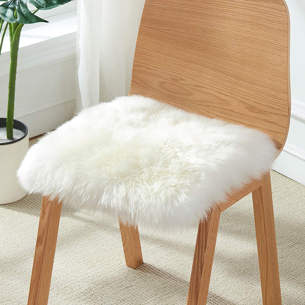 White Fluffy Carpet Soft Faux Fur Rug Furry Chair Seat Pad Floor Mat