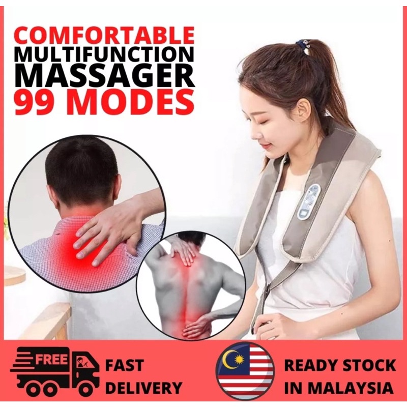 READY STOCK Neck And Shoulder Electric Massager Power Drum Massage Heat Bahu Urut