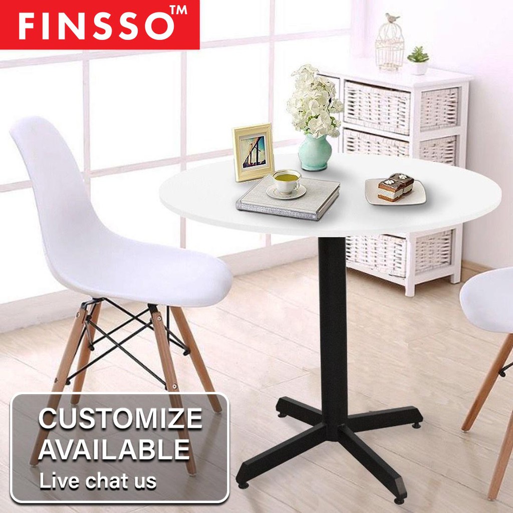 [80/90/100cm] Runda Black Frame Tri-Leg Simple Round Cafe Dining Table