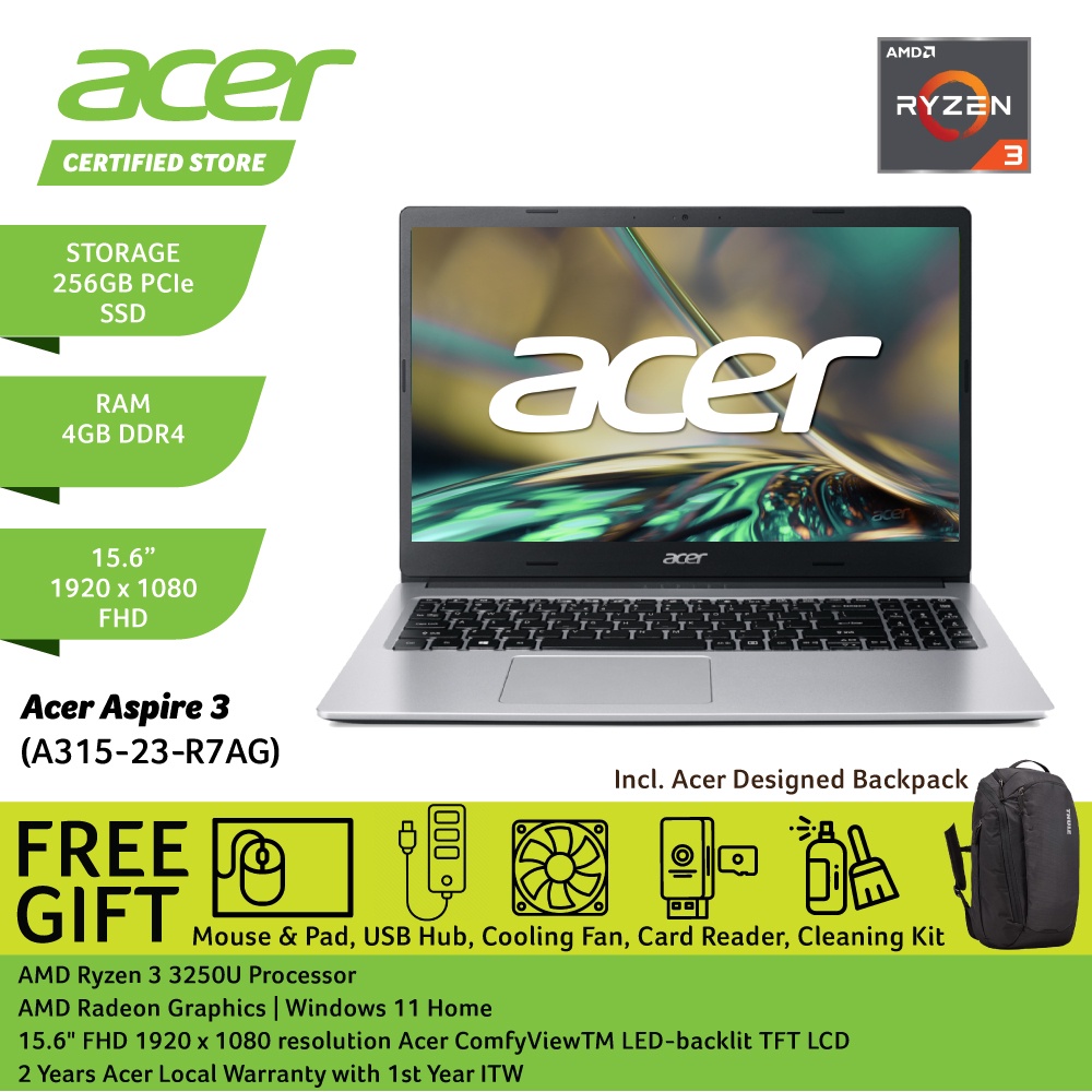 Acer Aspire 3 A315-23-R7AG 15.6'' FHD Laptop Pure Silver | Shopee Malaysia