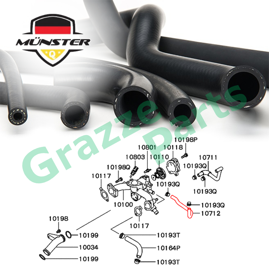 Münster Throttle Body Bypass Water Return Hose MD182312 for Proton