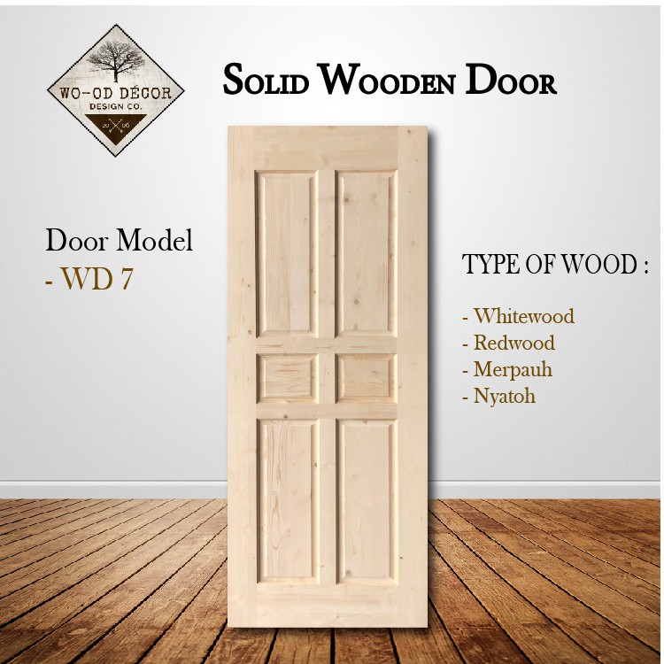 Wd 7 Whitewood Solid Wooden Door Router Door Pintu Kayu Standard Size 33 6 8 X 83 Custom Size Available Shopee Malaysia