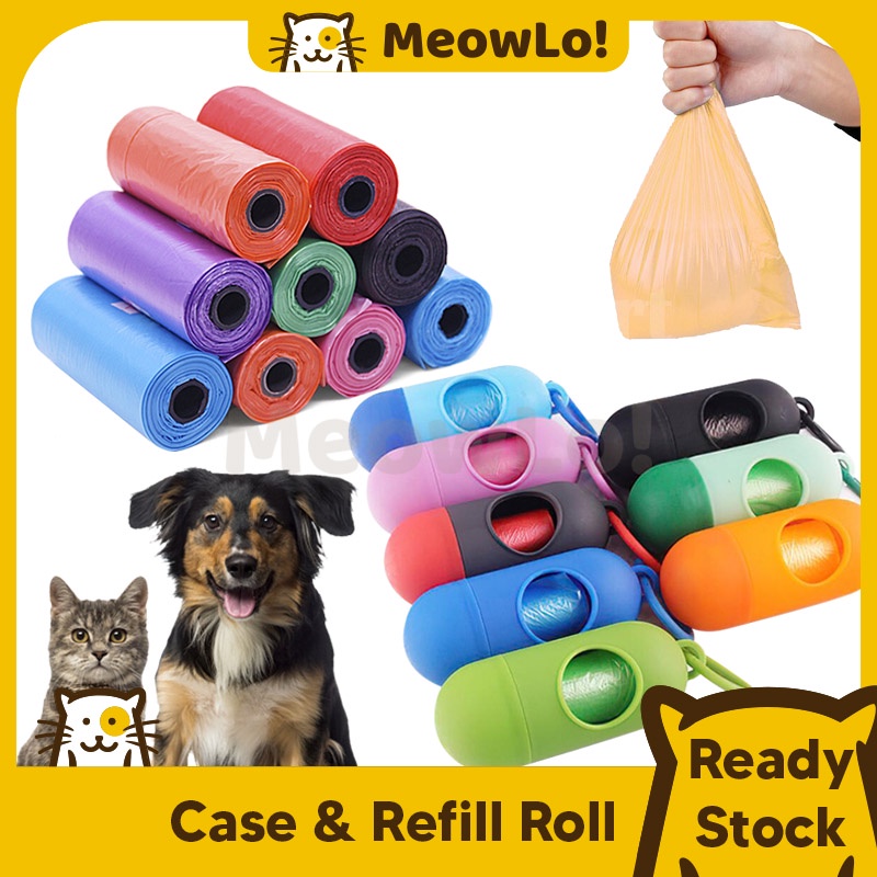 MeowLo Pet Poop Disposable Plastic Bags Dispenser Pet Garbage Rubbish Bag Disposal Refill Rolls