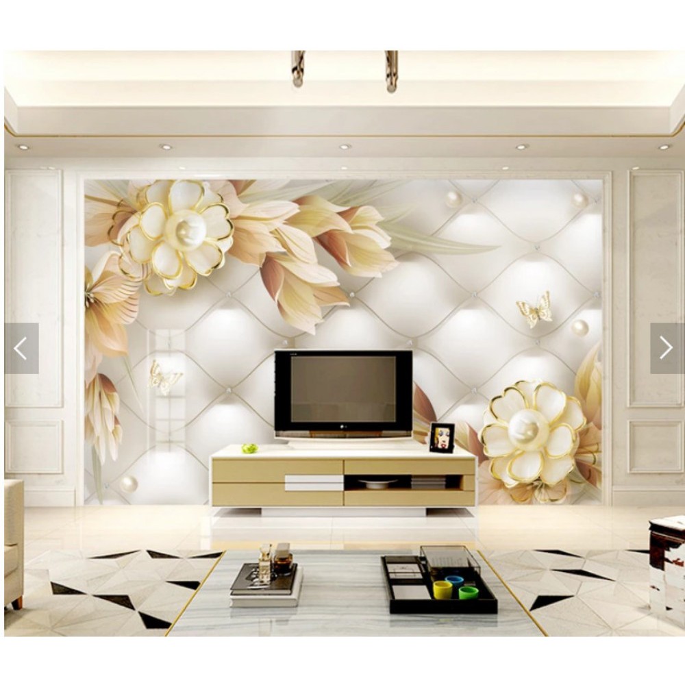 Wallpaper mural jewels floral soft bag living room TV background wall |  Shopee Malaysia