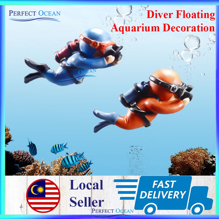 Diver Floating Aquarium Decoration Hiasan Terapung Dekorasi Tank Landscaping READY STOCK | Perfect Ocean