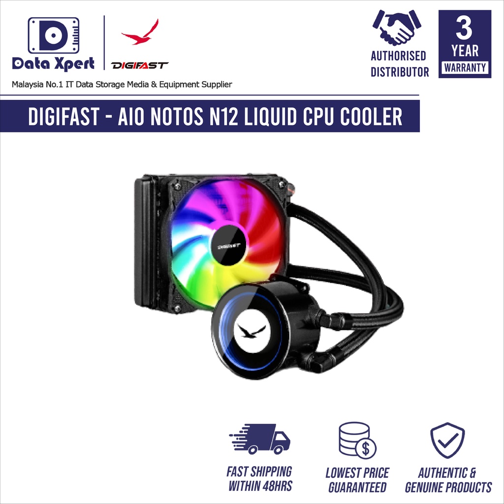 Digifast AIO Notos N12 Liquid CPU Cooler, 120 mm Radiator, ARGB