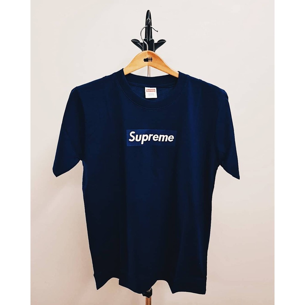 SUPREME NAVY NEW YORK YANKEES BOX LOGO TEE | Shopee Malaysia