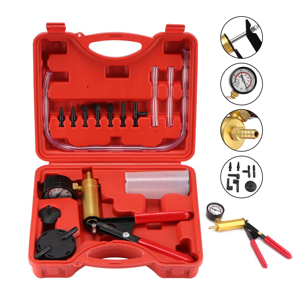 Auto Hand Held Vacuum Pump Tester Set Vacuum Gauge and Brake Bleeder