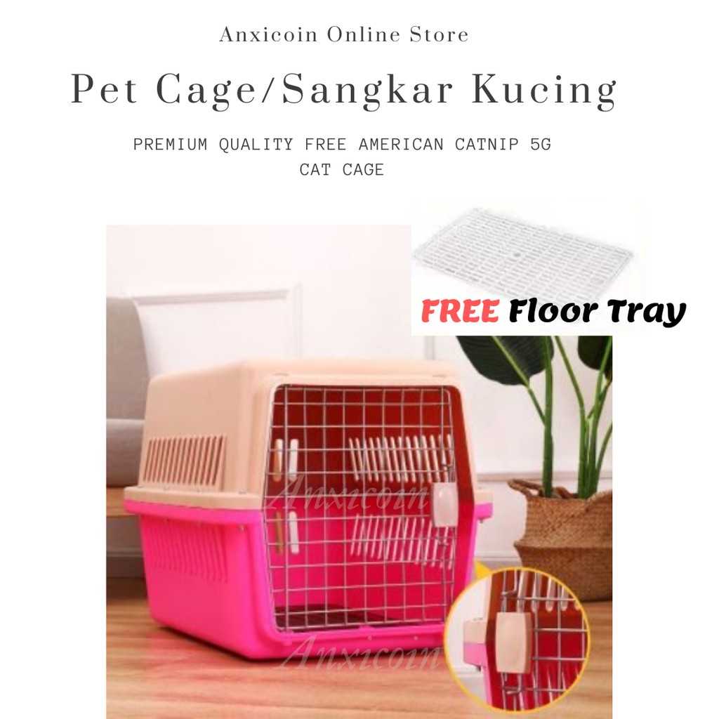 Pet Carrier FREE American CATNIP 5g Cat Cage / Dog Cage / Kucing 