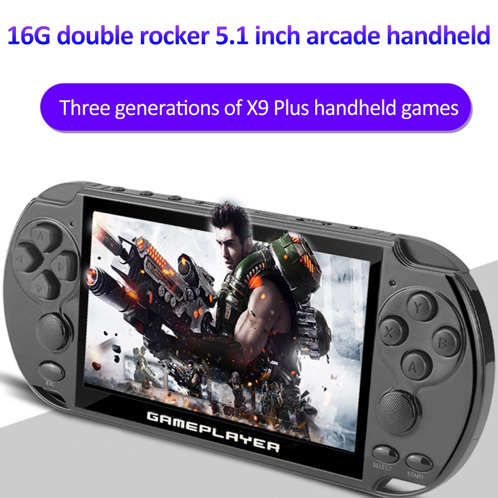 Available X9 PLUS 16G Handheld PSP Game Console 5.1 Inch 128Bit Arcade