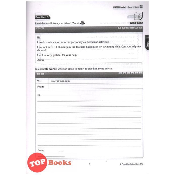 Topbooks Pelangi Get Ready Pt3 English Paper 2 Form 1 Kssm Shopee Malaysia