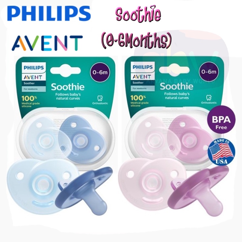 Puting Philips Avent Curved Soothie (03 months) (2pcs Pack) Pacifier