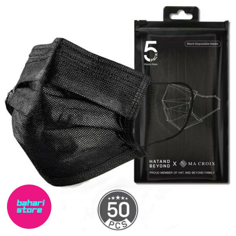 Full Black Colour 3ply Non Medical Disposable Face Mask 50pcs | Shopee ...