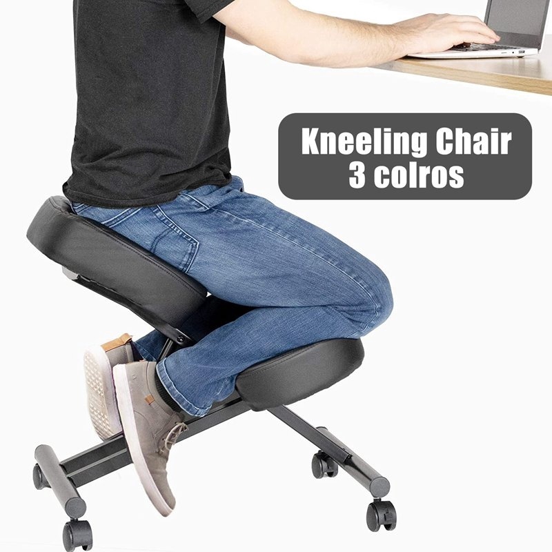 Kneeling Chair,Ergonomic Kneeling Chairs Multifunctional Comfortable Knee Stool Adjustable Height Sitting Posture Correction Chair Improve Posture with Angled Seat for Home Office Pain Relief Black 