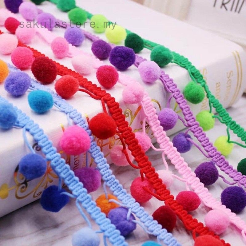 2yards Pom Pom Bobble Ball Trim Fringe Ribbon Sewing Accessory