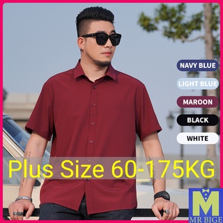 🔥Plus Size Shirts Kemeja Lelaki Short Sleeve Shirt Men Casual Clothing Formal Large Big Oversized Business  Loose Korean Style Summer Vintage White Black Baju Clothes
