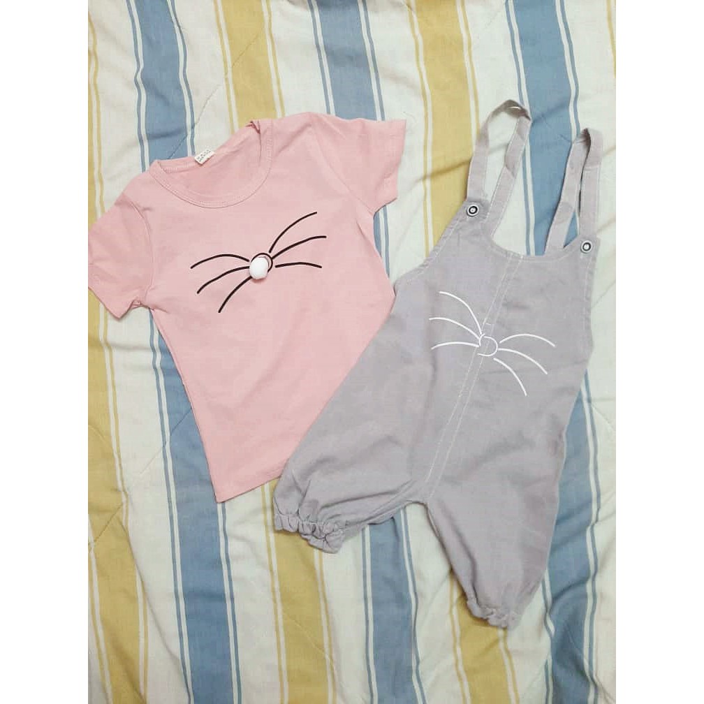 BB103 Pink Miao Jumpsuit 粉色猫咪胡须吊带裤（2件式）