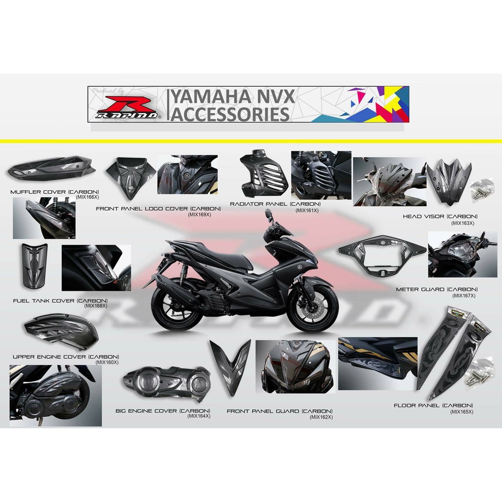  YAMAHA  NVX ACCESSORIES CARBON ONE SET  Shopee Malaysia