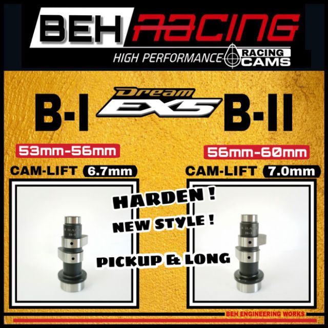 Beh Racing Cam Shaft B I B Ii High Cam Ex5 Ex5 Dream Wave100 Ex5 Class 1 Shopee Malaysia