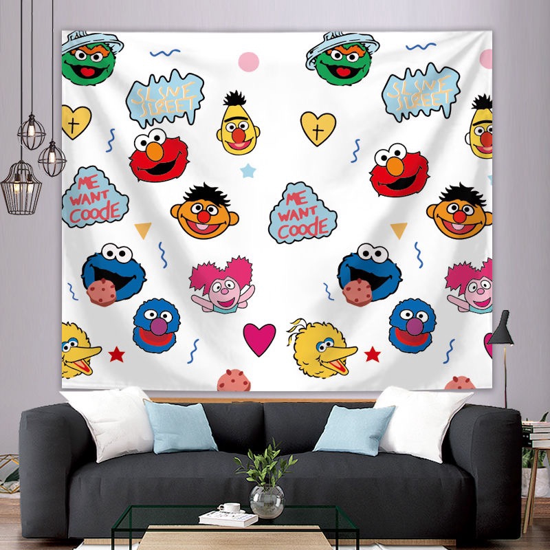 Ready Stock Tapestry Kaws Sesame Street Supreme Living Room Bedroom Wall Hanging Scarf Mat Home Decor