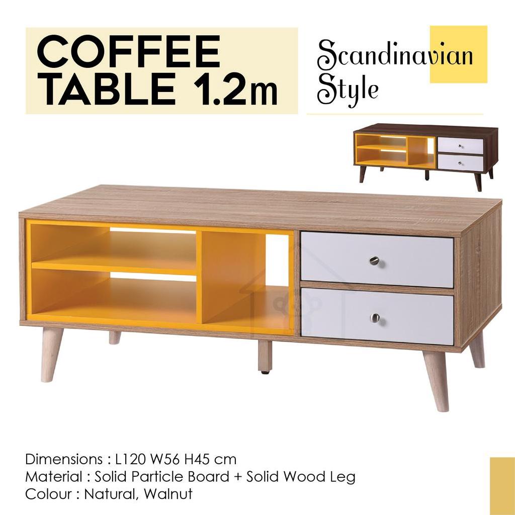 MEJA KOPI /MEJA KOPI RUANG TAMU/COFFEE TABLE 1.2M SCANDINAVIAN DESIGN/TEA TABLE/SOFA TABLE/LIVING HALL TABLE