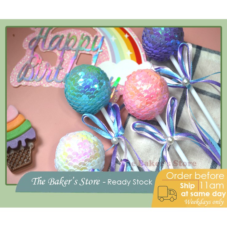 Sequins mermaid cake topper ball / glitter ball DIY cake decoration