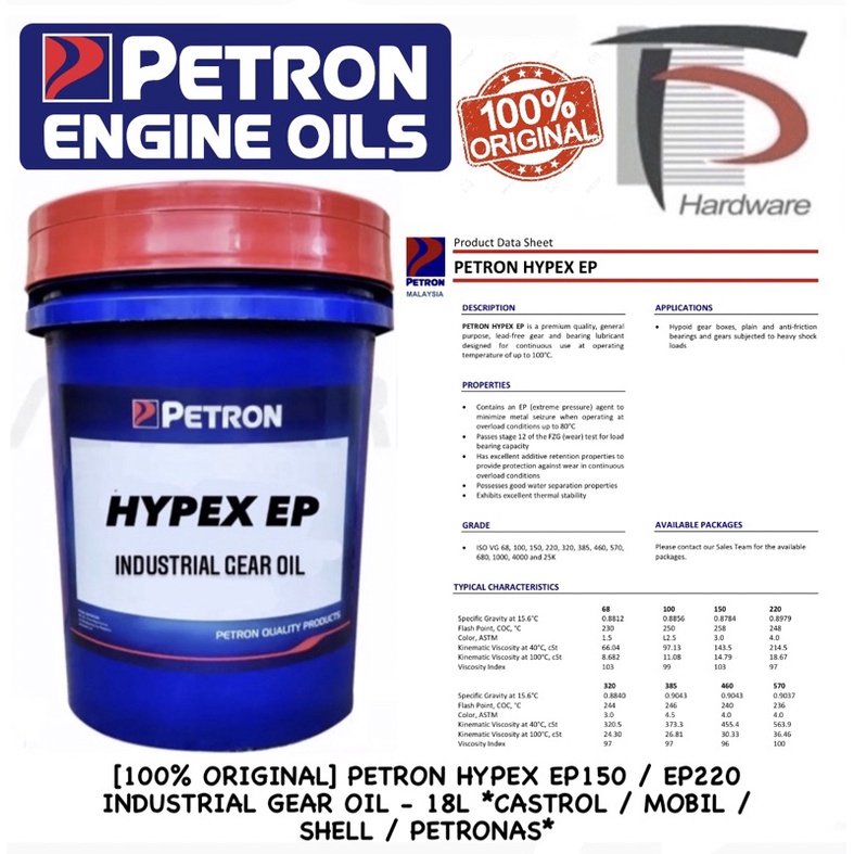 [100% ORIGINAL] PETRON HYPEX EP150 / EP220 INDUSTRIAL GEAR OIL - 18L ...