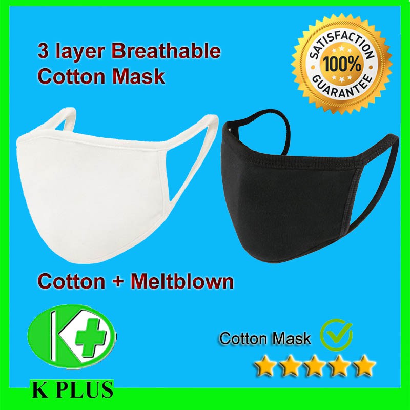 3 Layer Face Mask Cotton Mask Meltblown Mask Topeng Muka Kain Protective Mask Cotton Washable Mask Repeatable Use Mask