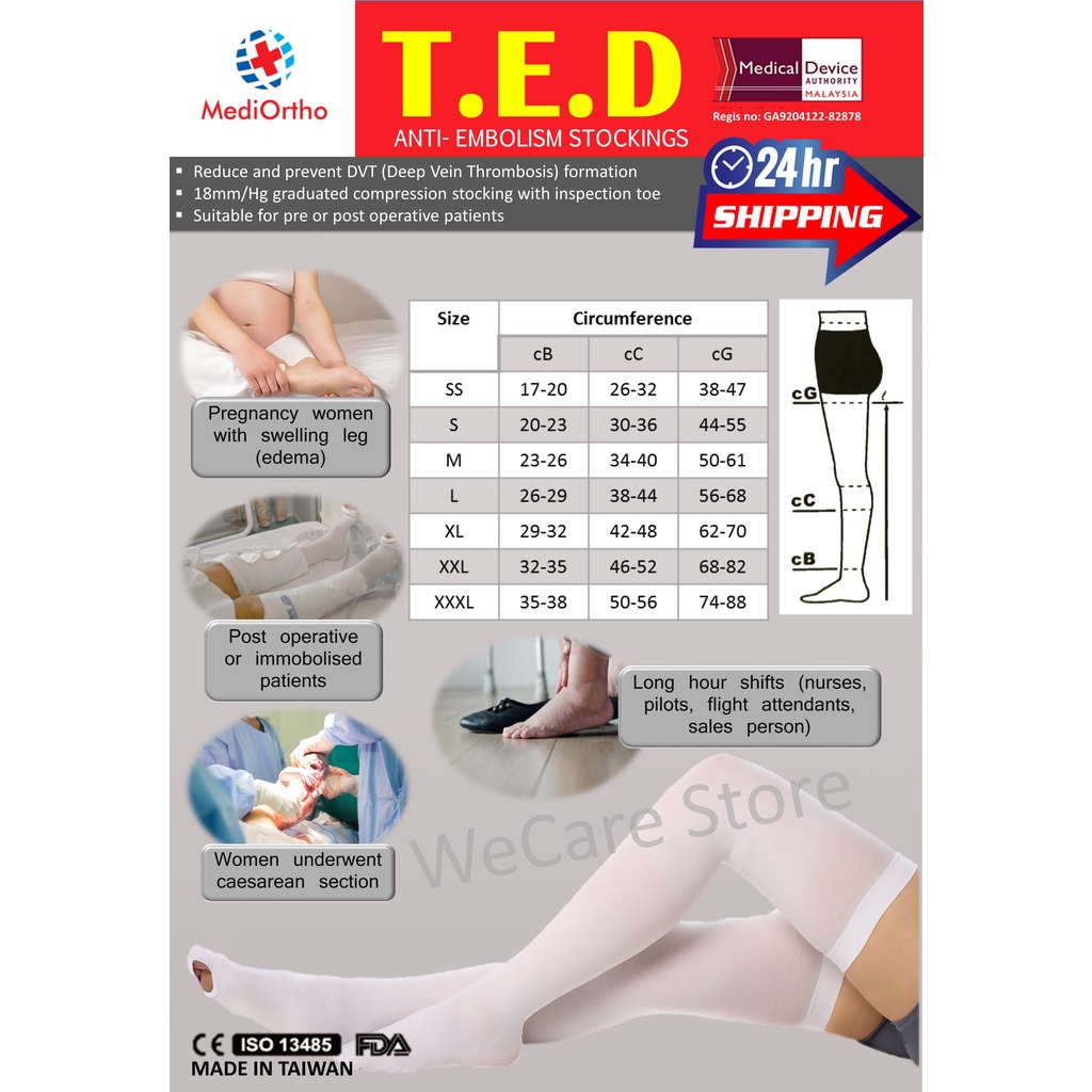 【KKM APROVED 】TED STOCKING HAMIL PANTANG ANTI EMBOLISM COMPRESSION MEDIORTHO SOCK MATERNITY DEEP VEIN THROMBOSIS