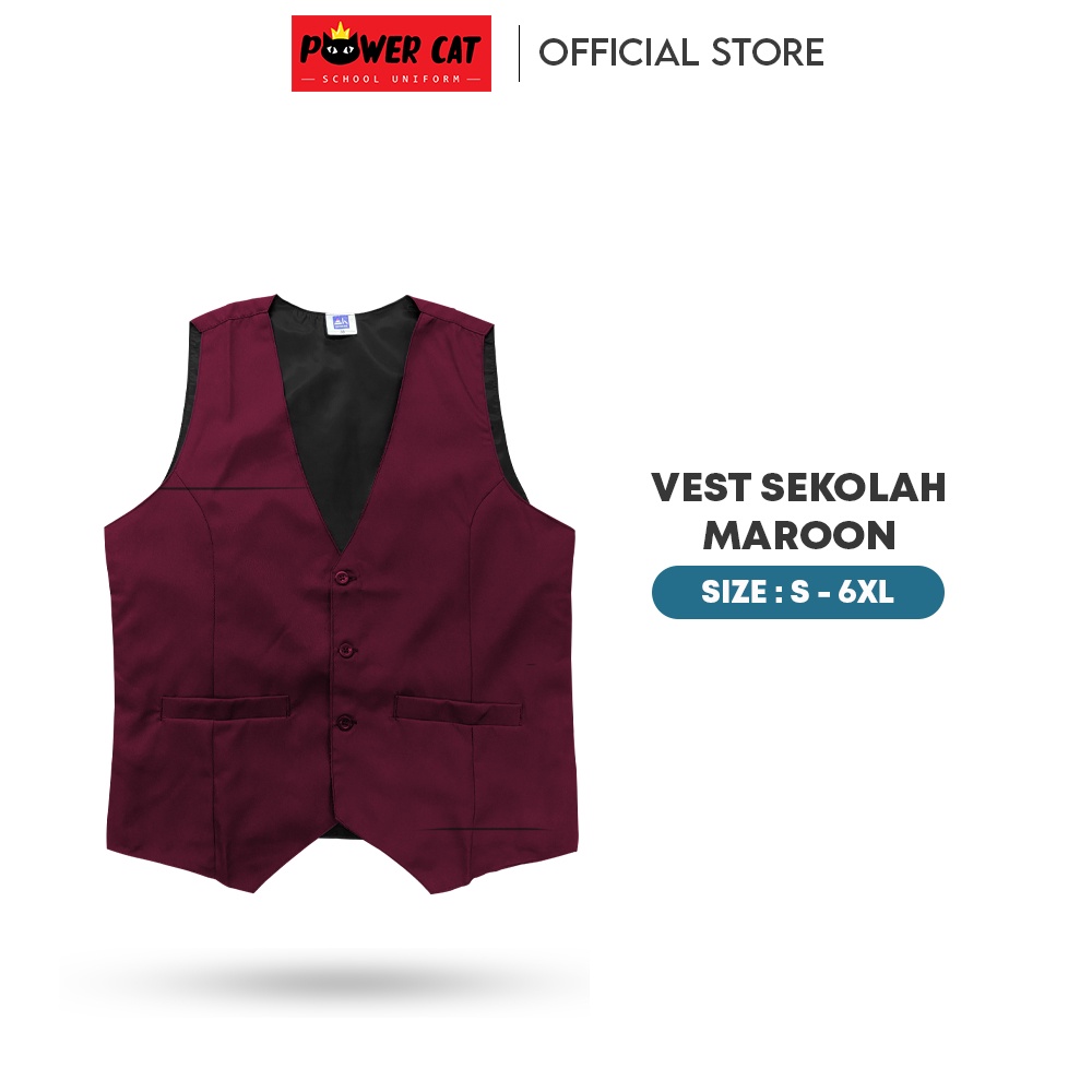 VEST SEKOLAH MAROON / SCHOOL UNIFORM / SCHOOL VEST / VEST SEKOLAH