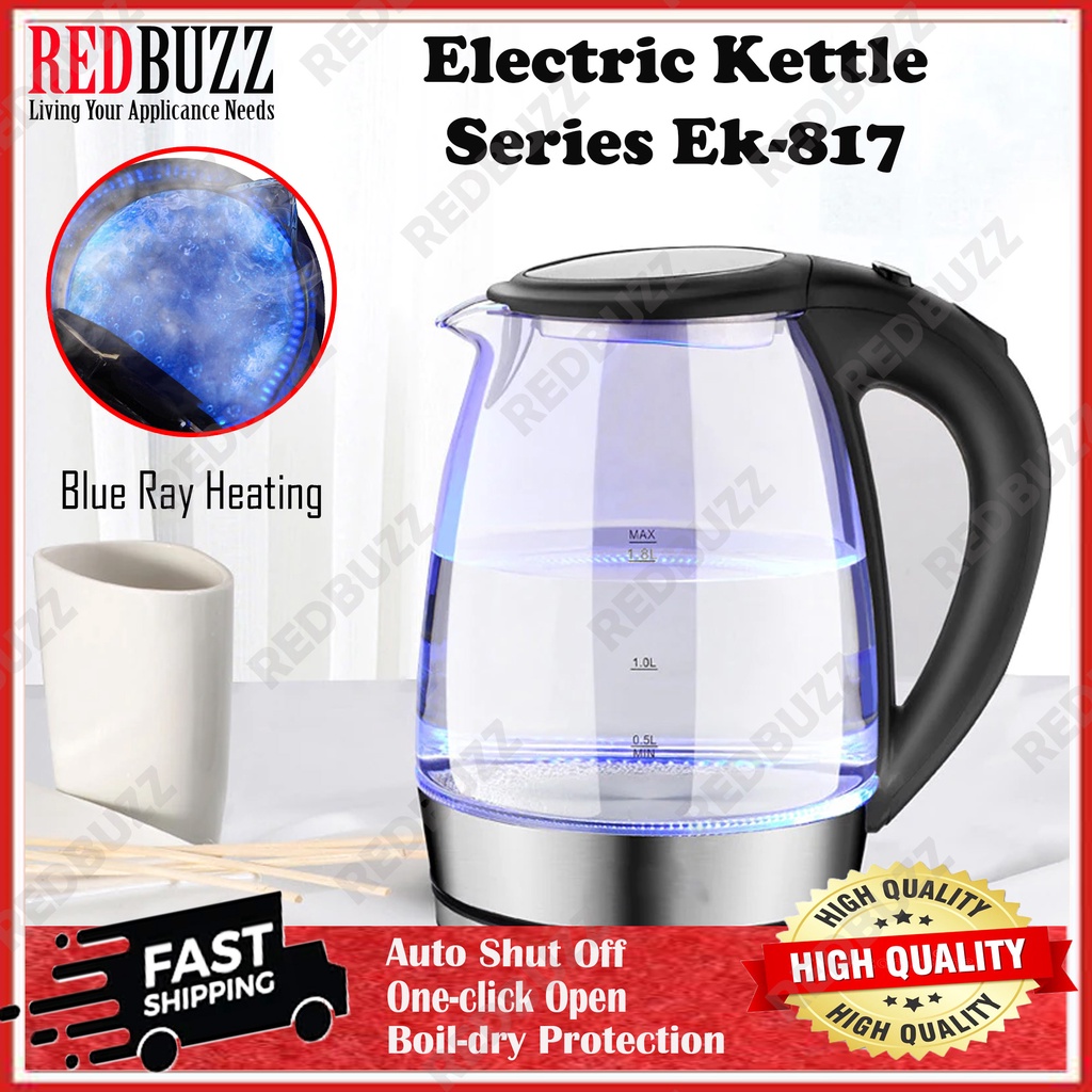 REDBUZZ Electric Glass Kettle CookMaster Series - Blue Light (2200W/2.2L) Fast Boiling Pot Electric Water Heater 蓝光电水壶