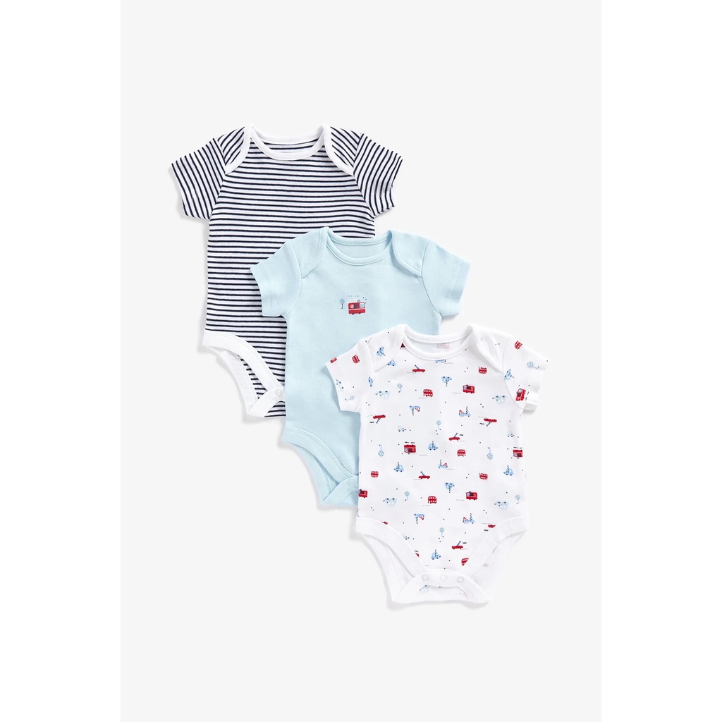 MOTHERCARE | Transport Theme Boy Bodysuits - 3 Pack | Authentic Mothercare Product| Ready Malaysia Stock | From Oversea