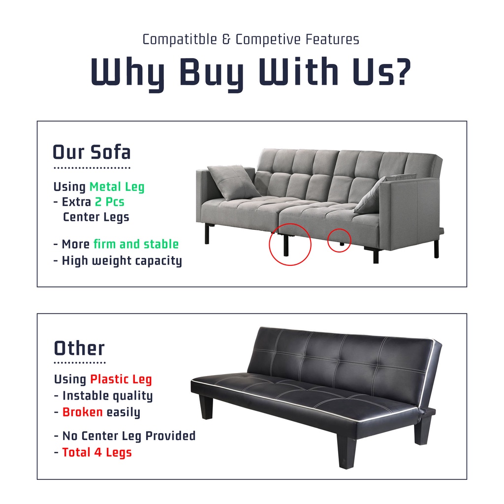 Ready Stock Colorlife Combi 4 Seater Sofa Bed Comfi Toffi Living Room