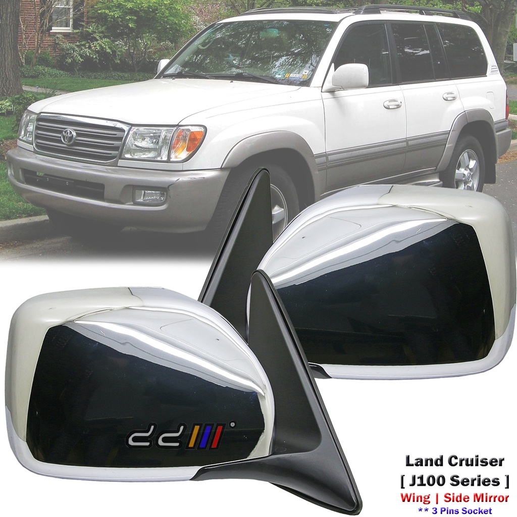 Front Chrome Electric Door Side Mirror 3P For Toyota Land Cruiser 100