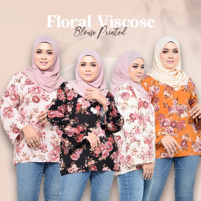 [VIEW] FS-3XL MUSLIMAH PLUS SIZE BLOUSE Floral Viscose Blouse Printed Corak Bunga Muslim 8085