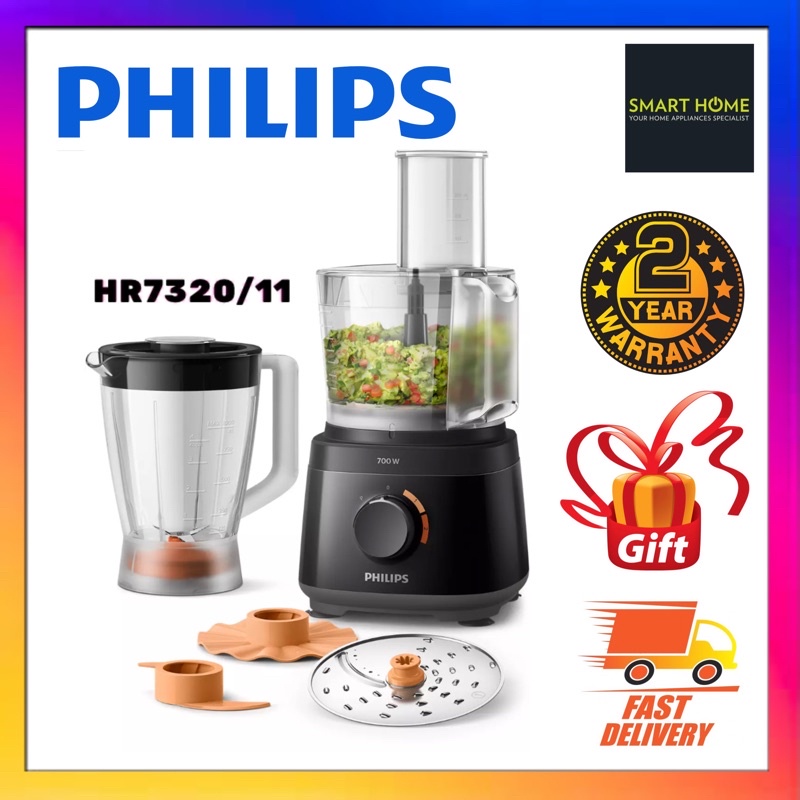 PHILIPS HR7320 11 COMPACT FOOD PROCESSOR 700W 19 FUNCTIONS 5 